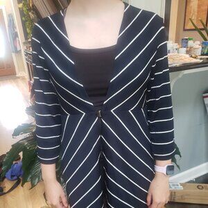 Chico's Navy Striped Duster Jacket